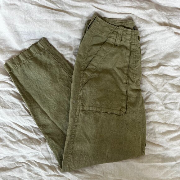 J. Crew Cargo Linen blend pant size 2 color: linden green - Picture 3 of 4